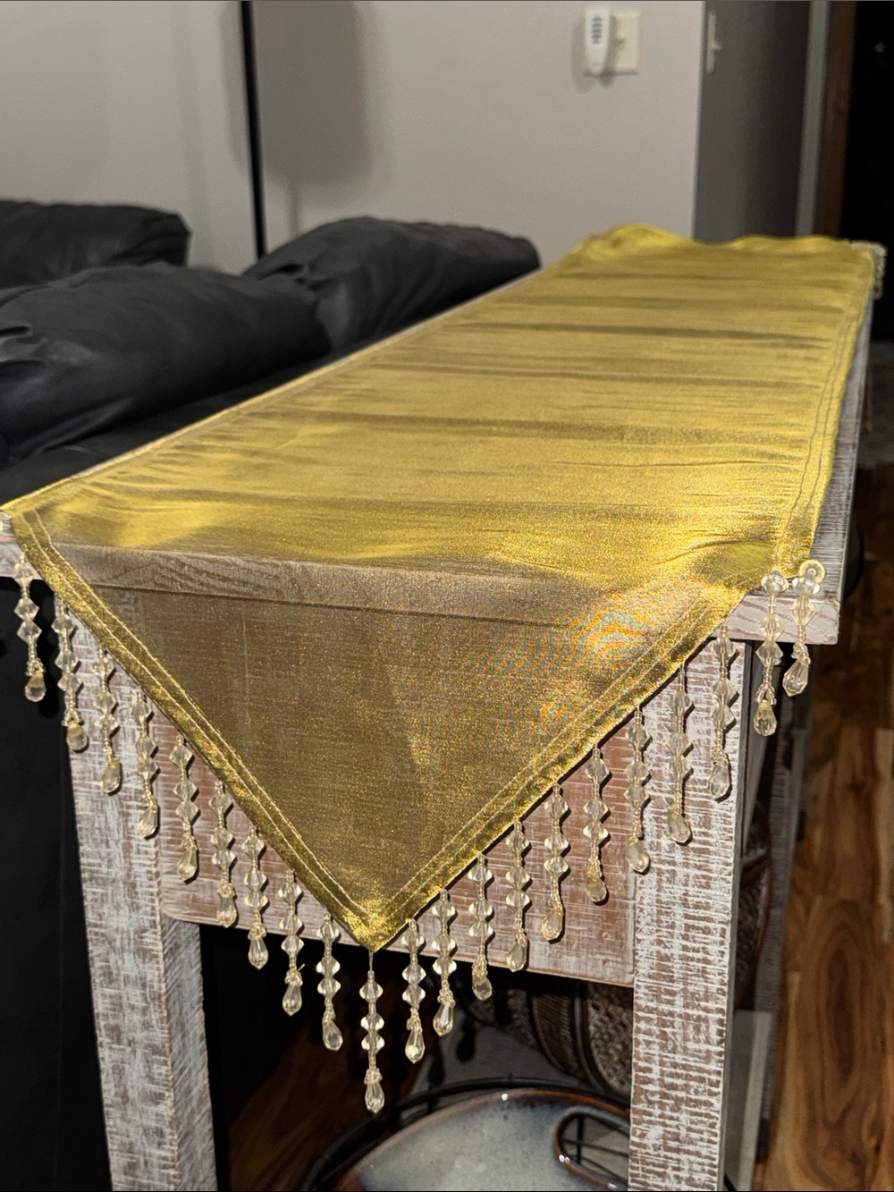 Green Beaded Table Runner